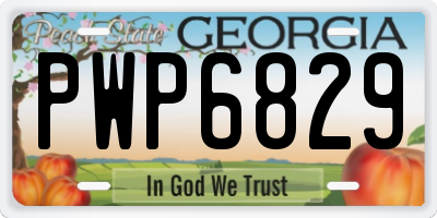 GA license plate PWP6829