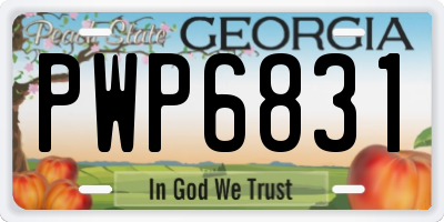 GA license plate PWP6831