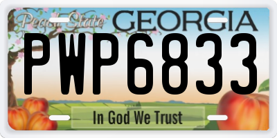 GA license plate PWP6833