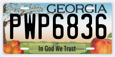 GA license plate PWP6836