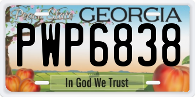 GA license plate PWP6838