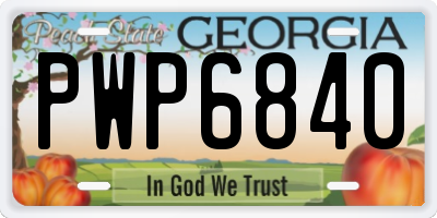 GA license plate PWP6840