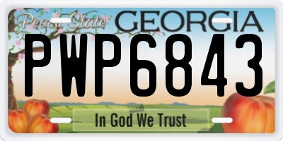 GA license plate PWP6843