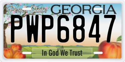 GA license plate PWP6847