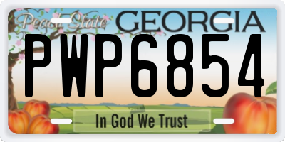 GA license plate PWP6854