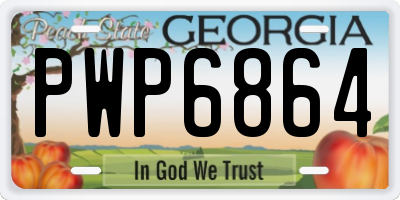 GA license plate PWP6864