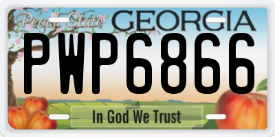 GA license plate PWP6866