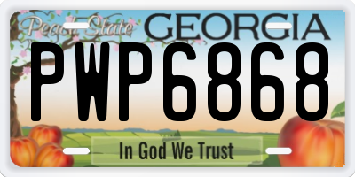 GA license plate PWP6868
