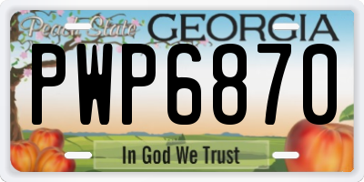 GA license plate PWP6870