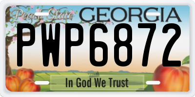 GA license plate PWP6872
