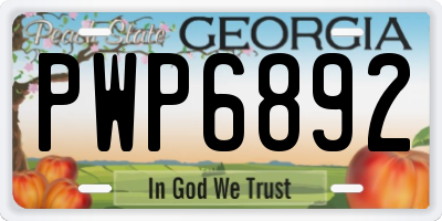 GA license plate PWP6892