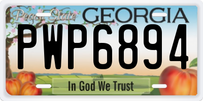 GA license plate PWP6894
