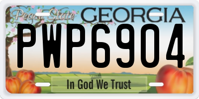 GA license plate PWP6904