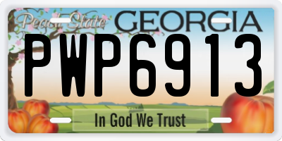 GA license plate PWP6913