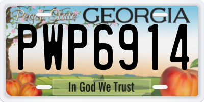 GA license plate PWP6914