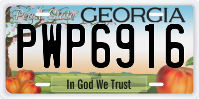 GA license plate PWP6916
