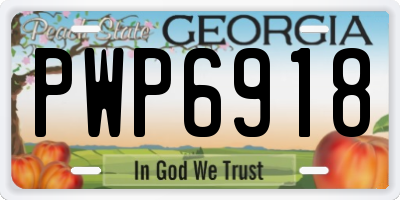 GA license plate PWP6918