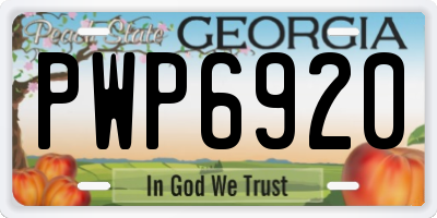 GA license plate PWP6920