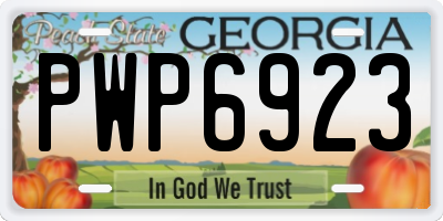 GA license plate PWP6923