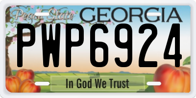 GA license plate PWP6924