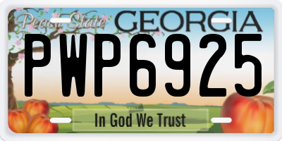 GA license plate PWP6925
