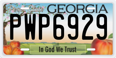 GA license plate PWP6929