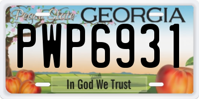 GA license plate PWP6931