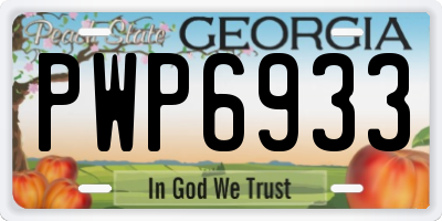 GA license plate PWP6933