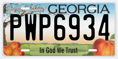 GA license plate PWP6934