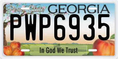 GA license plate PWP6935