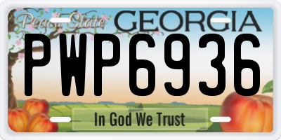 GA license plate PWP6936