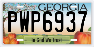 GA license plate PWP6937