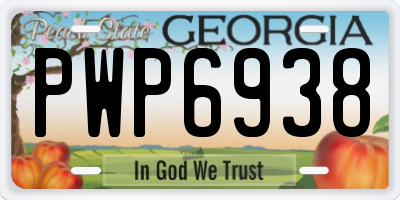 GA license plate PWP6938