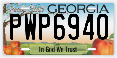 GA license plate PWP6940