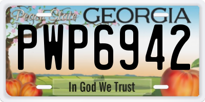 GA license plate PWP6942