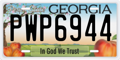 GA license plate PWP6944