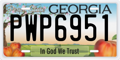 GA license plate PWP6951