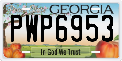 GA license plate PWP6953