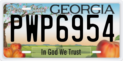 GA license plate PWP6954
