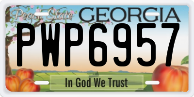 GA license plate PWP6957