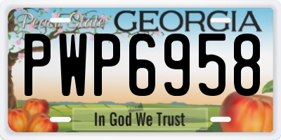 GA license plate PWP6958
