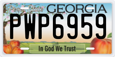 GA license plate PWP6959
