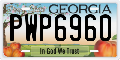 GA license plate PWP6960