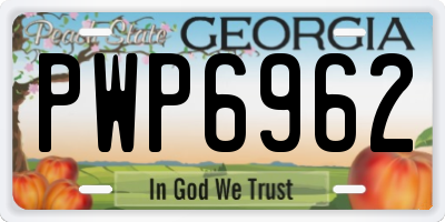 GA license plate PWP6962