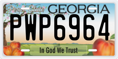 GA license plate PWP6964