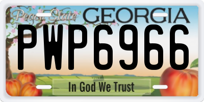 GA license plate PWP6966