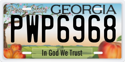 GA license plate PWP6968