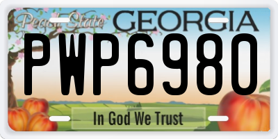 GA license plate PWP6980