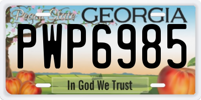 GA license plate PWP6985