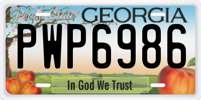 GA license plate PWP6986
